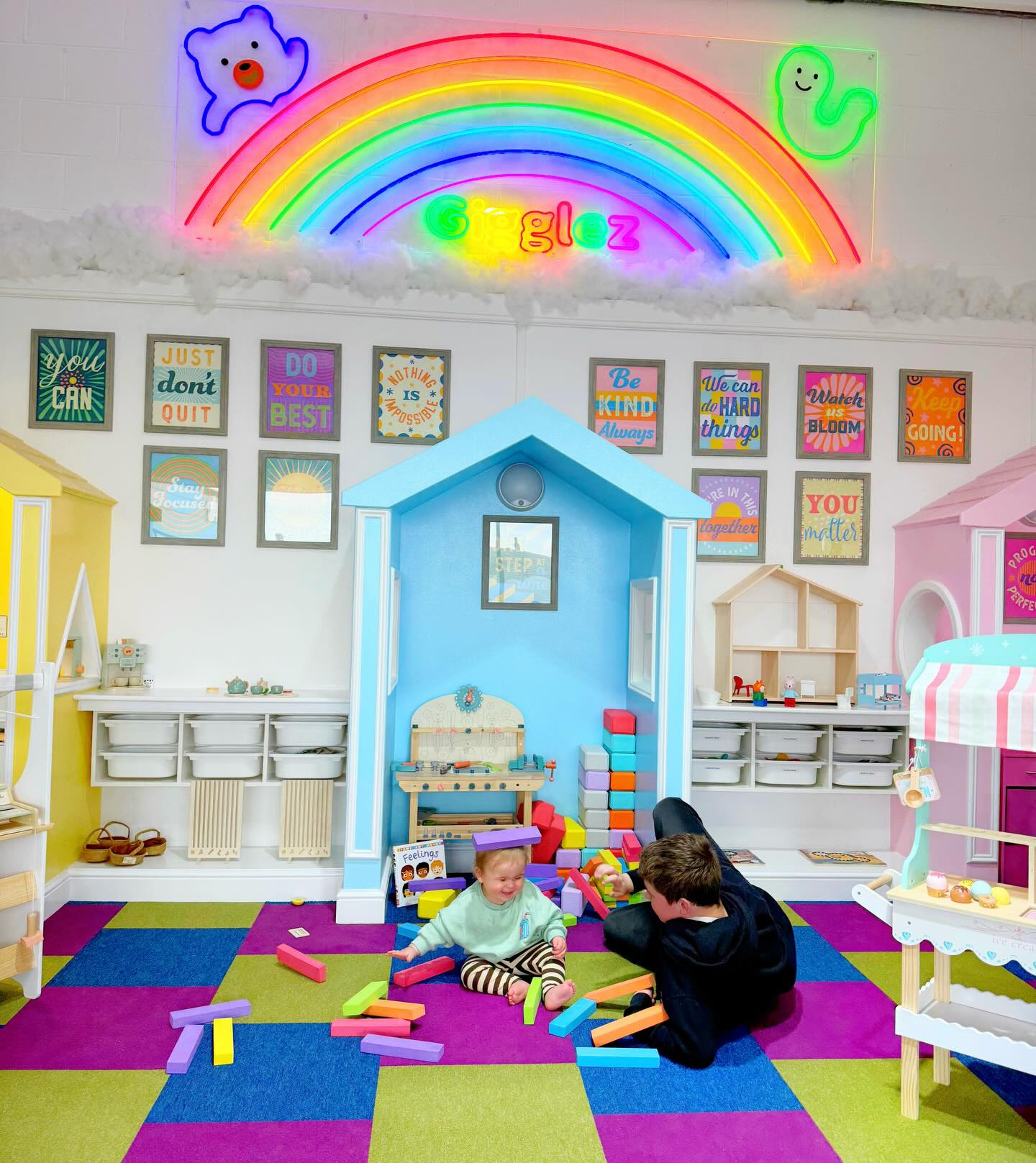 Bright, colourful indoor play area at Gigglez Play Café